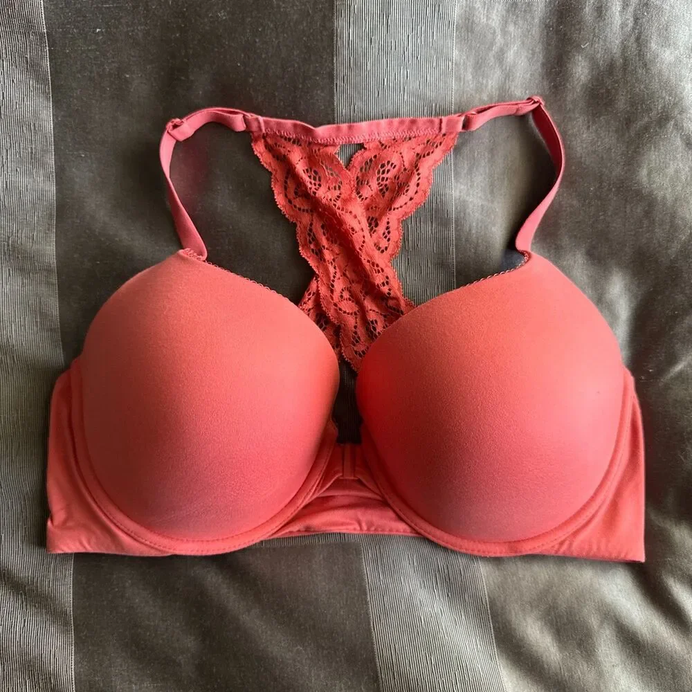VICTORIA'S SECRET Coral Body By Victoria Racerback Perfect Shape Bra Size 38D